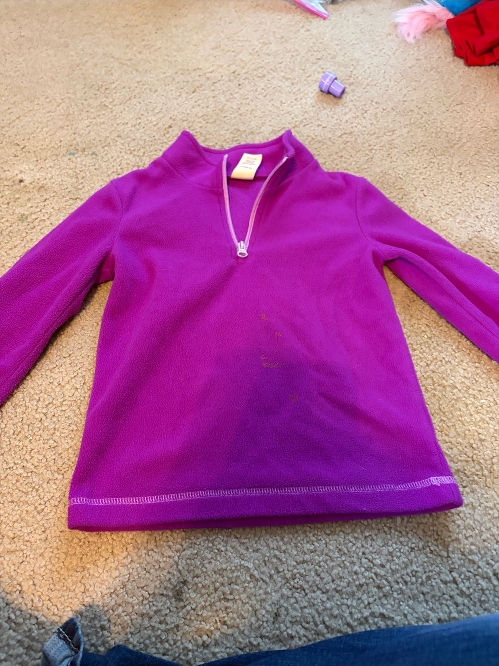 Faded Glory Girls' Quarter-Zip Fleece Jacket in Bright Purple
